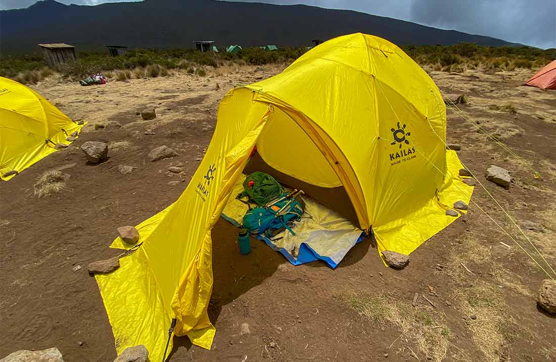 double occupancy tents on Kilimanjaro