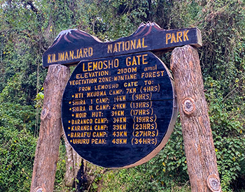 Lemosho Gate Sign