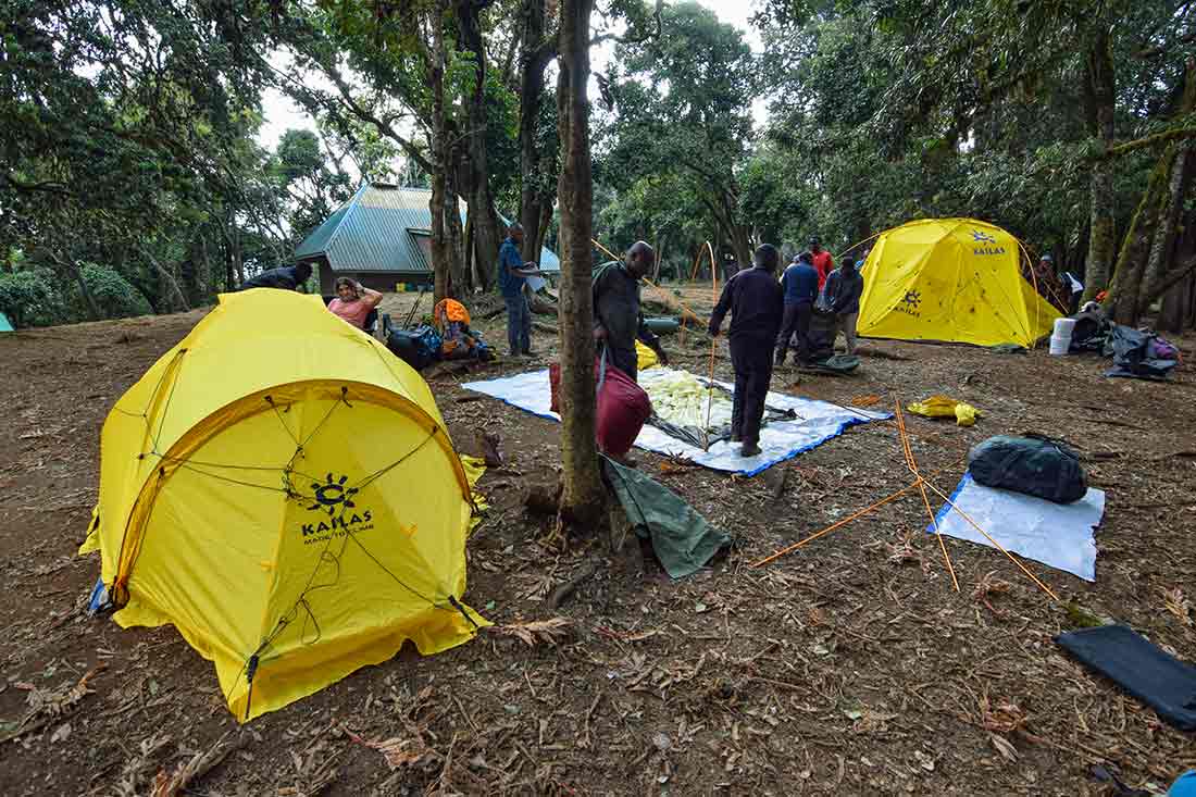 Porters will set up and dismantle camp each day
