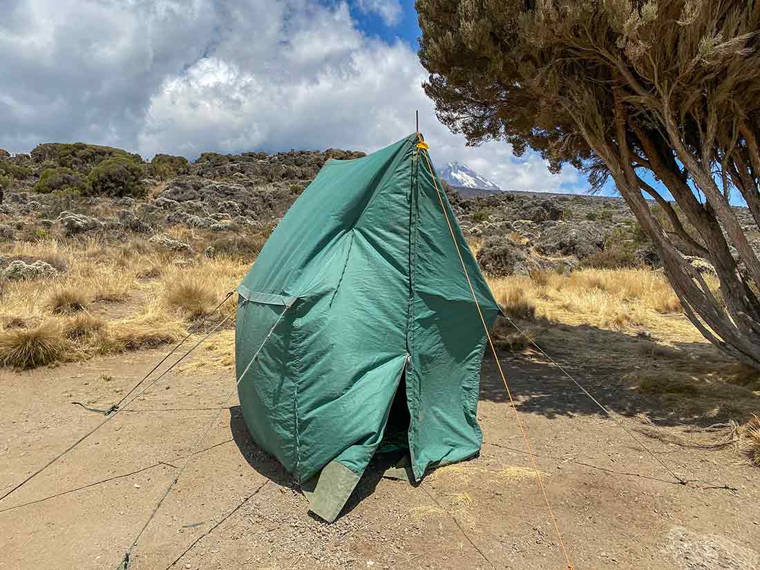 private toilet tent on Kilimanjaro